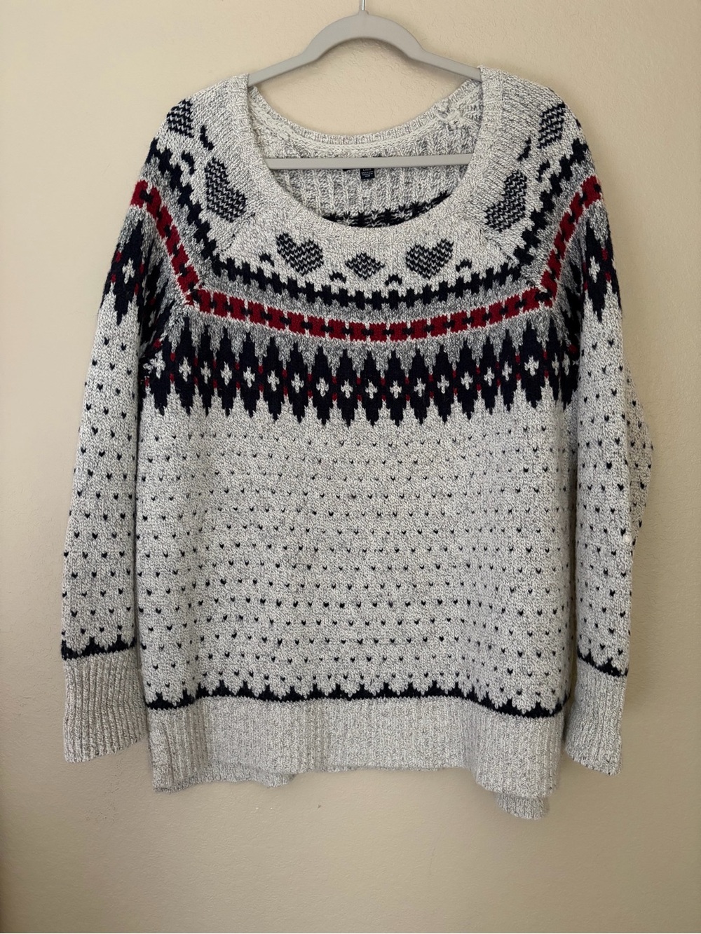 American Eagle Holiday Heart Fair Isle Sweater L